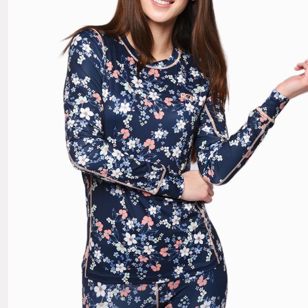 Kari Traa Navy Floral Long Sleeve Top
